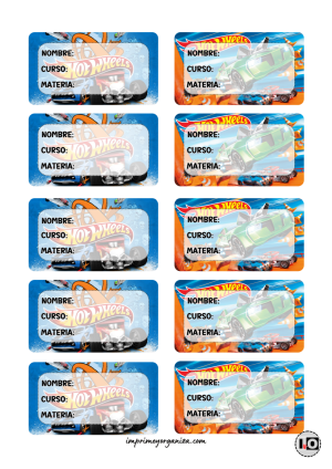 Etiquetas Escolares Hot Wheels